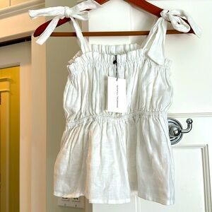 FAITHFULL THE BRAND White Linen top size 4/small. Shoulder ties and CUTE!